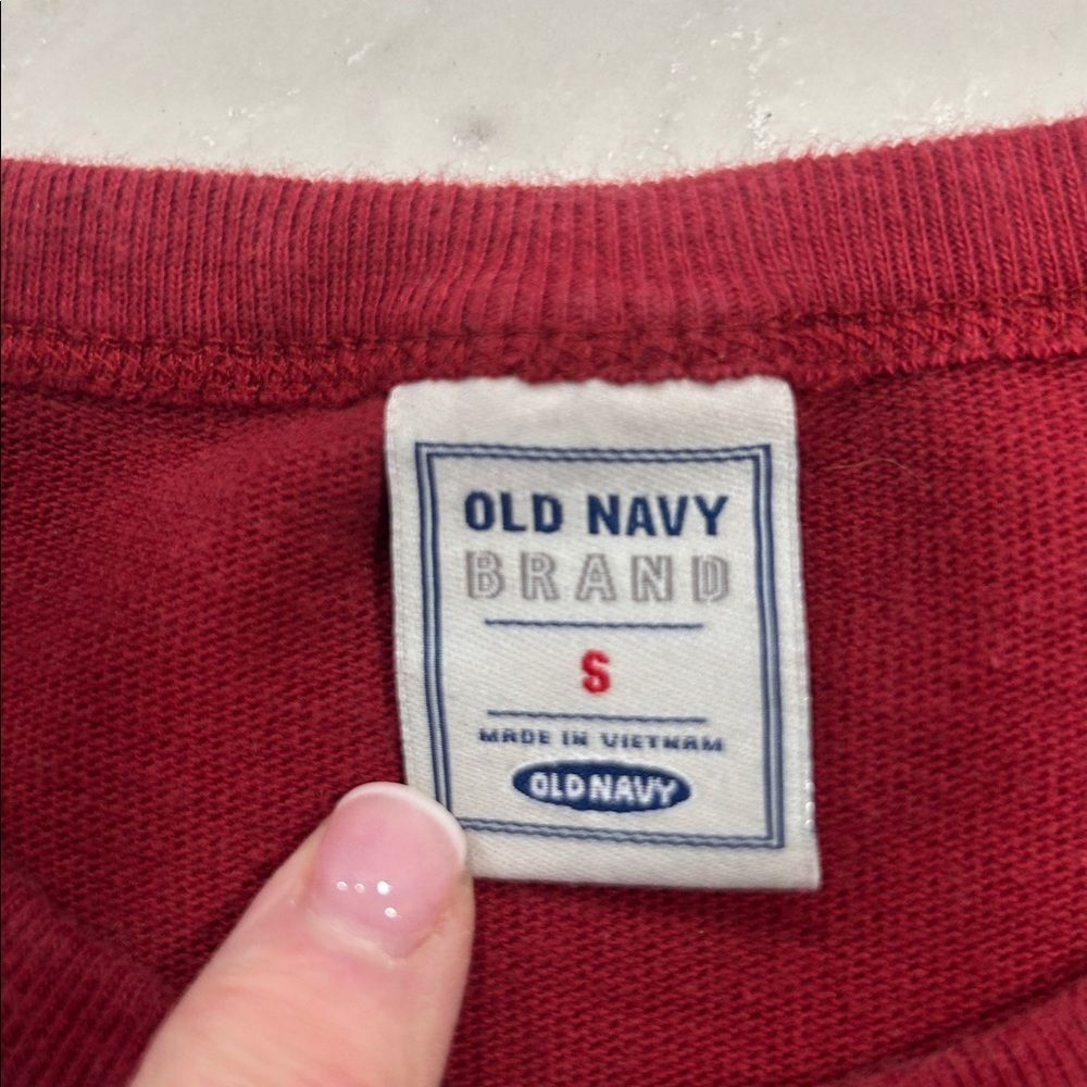 Vintage Y2K Old Navy Crimson Embroidered Letters Long Sleeve Tee Small - Picture 4 of 8